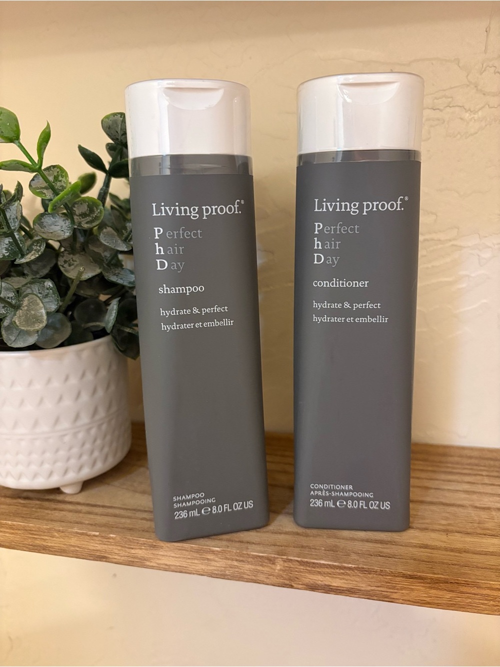 Living Proof Perfect Hair Day Shampoo & Conditioner — Matte Gray Bottles